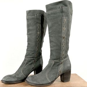 Area Forte SUPER SOFT Gray Leather Boots with Stitching and Studs Size 38